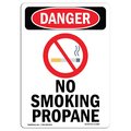 Signmission OSHA Danger Sign, No Smoking Propane, 5in X 3.5in Decal, 3.5" W, 5" L, Portrait, No Smoking Propane OS-DS-D-35-V-1489